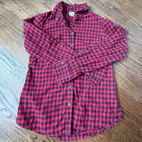 J Crew Factory Red Black Plaid Button Down - Picture 1 of 10